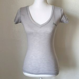 Puma V Neck Tee Shirt with Texture Details